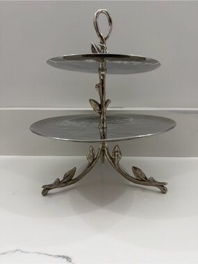 Authentic Michael Aram Two-Tier Silver Leaf Etagere - Rare